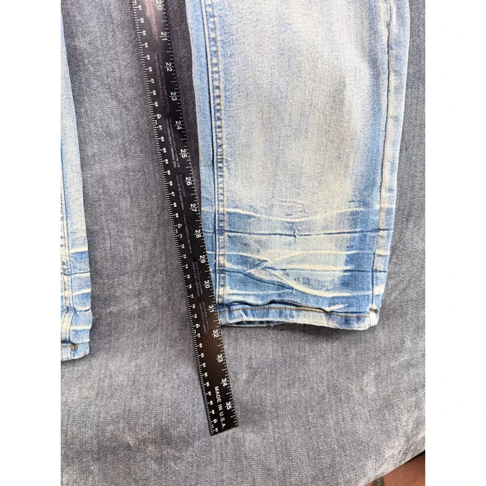 Another Hype Piece Jeans Mens 40 Light Blue Cotton Slim Distressed Acid Wash